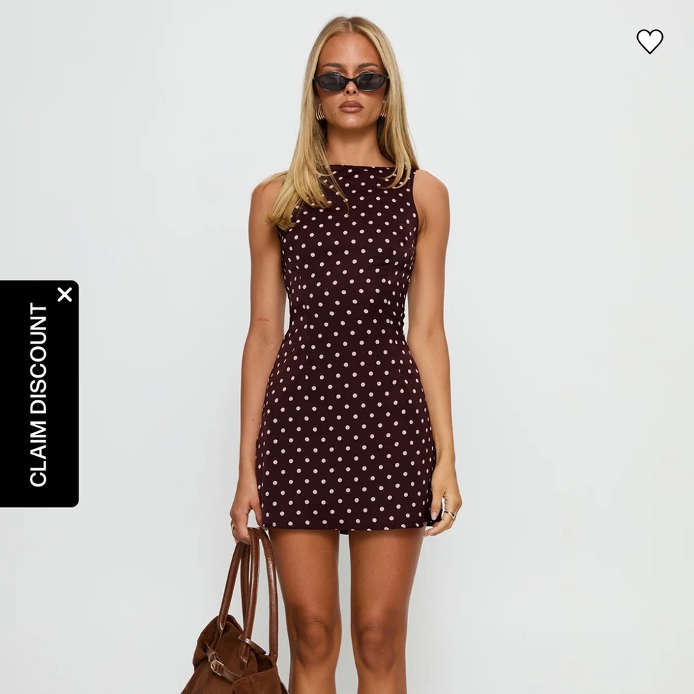 Princess Polly Kherin Boat Neck Romper Wine Polka
